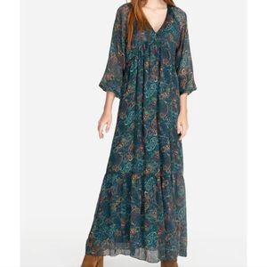 COPY - Johnny Was 100%silk V-neck maxi dress sz MEDIUM